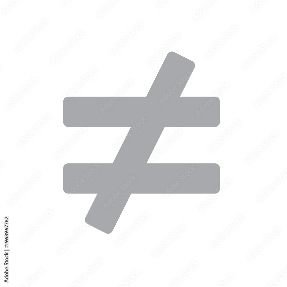 Fototapeta premium Abstract geometric symbol indicating a state of not being equal or different from something else.