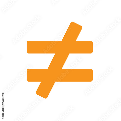 Bilde på lerret The not equal to mathematical symbol is displayed prominently in a bright orange color against a clean white background