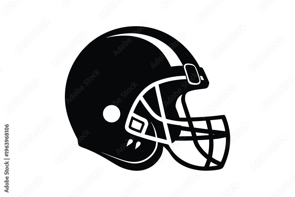 Fototapeta premium American football helmet silhouette isolated on white background.
