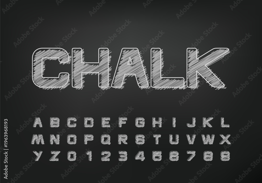 Fototapeta premium Chalk style hand drawn alphabet letters