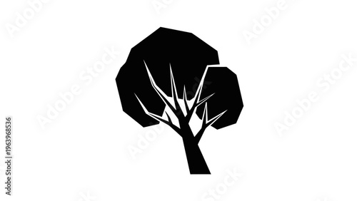 black silhouette of a tree on white background
