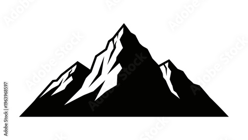 black silhouette of mountain range with snow