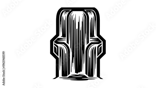 black and white illustration of a stylized letter or symbol