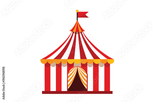 Carnival big top tent isolated on white background.