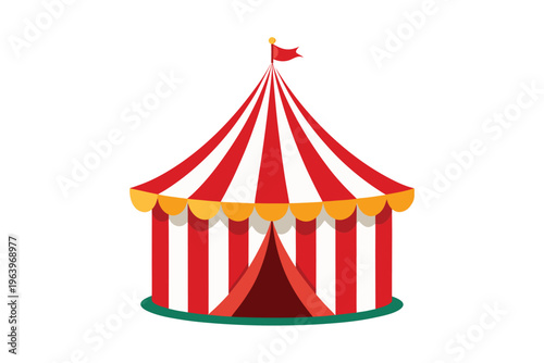 Carnival big top tent isolated on white background.