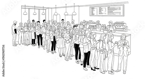 A large group of people standing in a room.