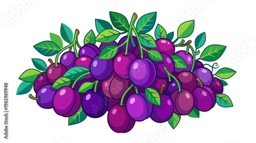 A bunch of purple juicy plums.