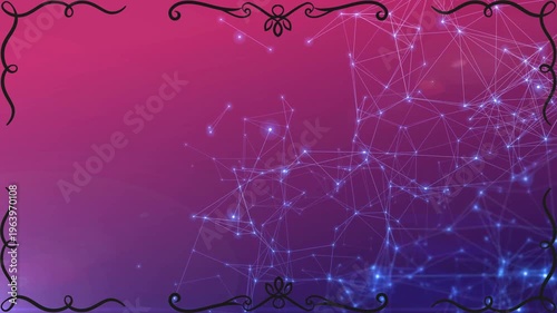 Grunge Halloween night sky background with glowing stars and spider web pattern for text space