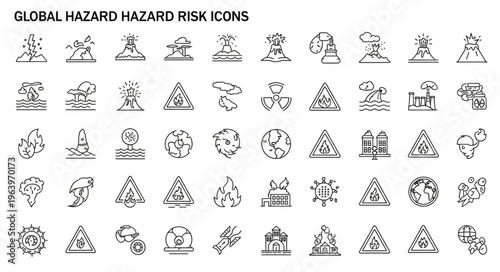 Global Hazard and Risk Icons - A Comprehensive Vector Set.