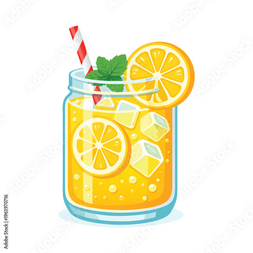 Refreshing orange lemonade, mason jar drink, summer beverage, citrus juice
