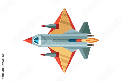 Modern fighter jet vector illustration isolated on white background