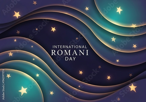International romani day celebration with starry night background