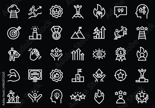 Motivation icon set. Personal growth and achievement symbol. Vector illustration.
