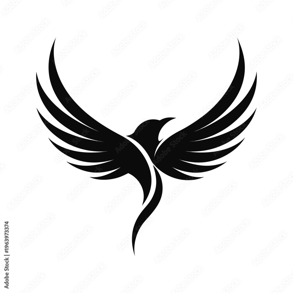 Fototapeta premium Bird of flying vector logo illustration black and white 