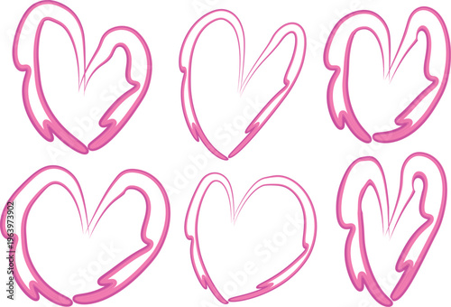 pink color unique abstract design creative hearts set