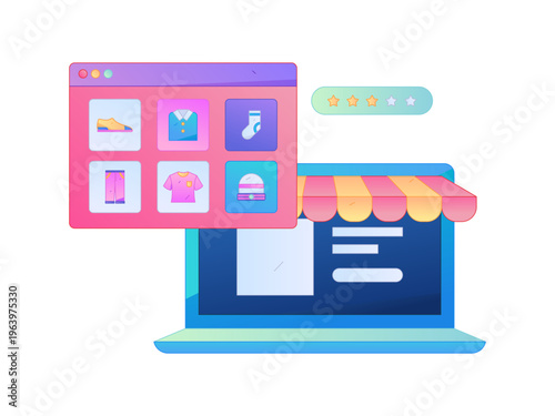 Holiday shopping people doing e-commerce online shopping flat vector concept operation hand drawn illustration
