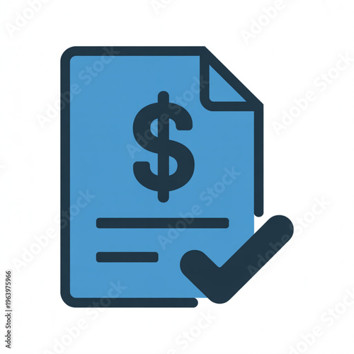 Tax Invoice Paid Icon – Financial Document with Checkmark – Fintech Flat Vector UI