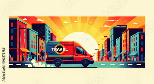 Vintage sailing ship on turbulent waves under a split sky with bold red and sunset rainbow, symbolizing grand maritime adventure and timeless discovery