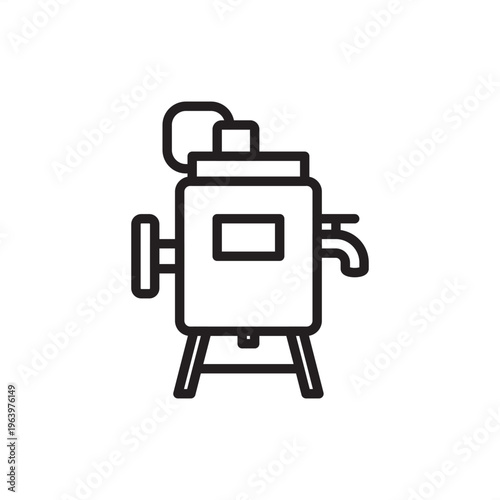 Industrial pasteurizer icon symbolizing food safety tech, represents thermal processing hardware, liquid stabilization tools, heat exchanger systems, dairy production gear, pathogenic control units.