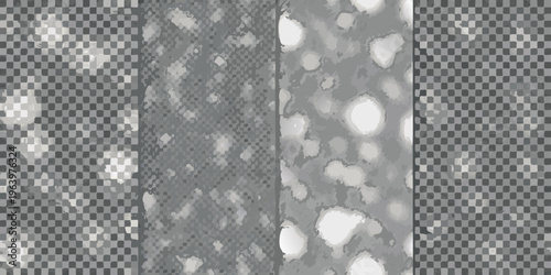 Four vertical panels showcasing a grayscale mottled camouflage pattern