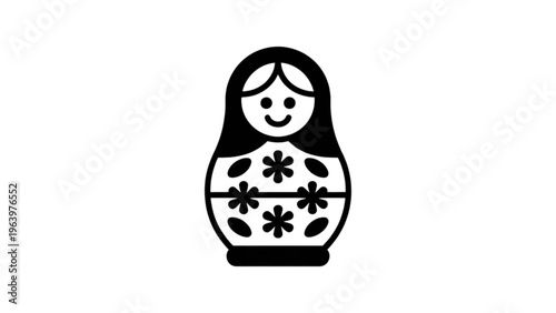 Traditional russian matryoshka doll with floral pattern on body Vector