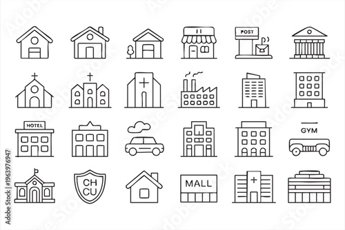 Urban Infrastructure and Property Line Icons for City Planning Projects