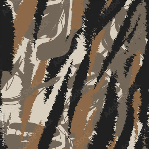 Brushstroke Pattern For Textiles Design In Earth Tones Fashionable Background With Brown Beige And Black Decorative Surface For Apparel And Home Decorative