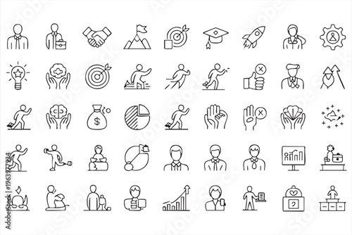 Motivation and Goal Achievement Icons for Professional and Career Development