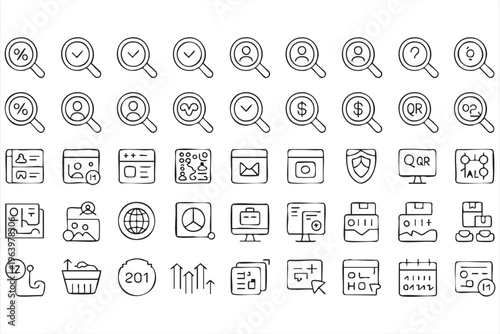 SEO Dashboard and Data Tracking Icon Collection for Business Insights