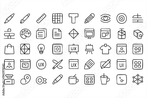 Wireframe and UX Design Icons for App and Web Development