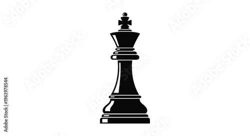 A stark black and white image features a chess king prominently displayed against a clean white background high quality professional detailed