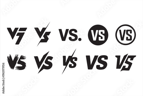 Bold VS typography icon set for branding posters and digital content