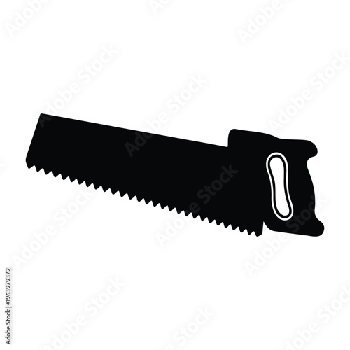 Metal hand saw flat silhouette vector flat design on white background.
