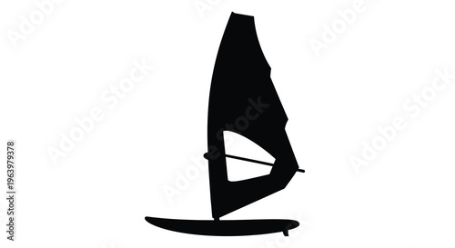 A stark silhouette showcases a windsurfer dynamically gliding across water emphasizing speed and athletic prowess high quality professional detailed modern elegant