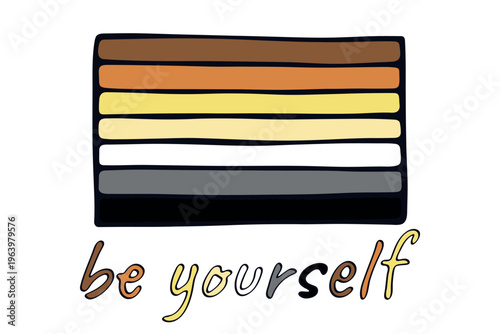 Colorful Bear brotherhood pride flag Happy pride day LGBTQ community Pride Month Vector hand drawn doodle for posters, stickers, logo, cards