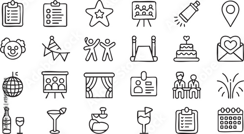 Festival and party icons collection for wedding, birthday and celebration design