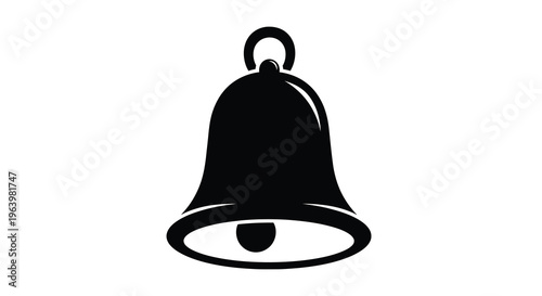 A simple stark black silhouette depicts a traditional bell shape with a rounded top and flared base high quality professional detailed
