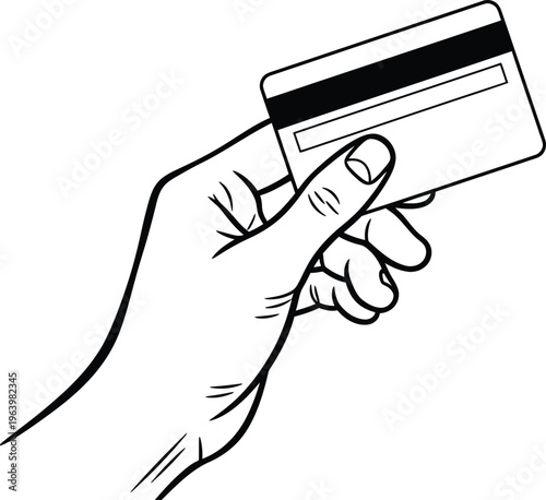 A hand holding a credit card