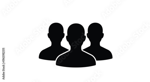 This image depicts three silhouetted human heads positioned closely together representing a group or team high quality professional detailed modern elegant