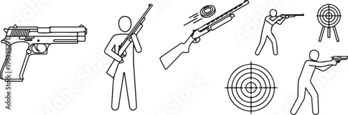 Professional office photocopier machine icon vector illustration black line art drawing of multifunctional laser printer scanner device.