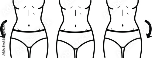 Illustration of female body shapes and waist transformation