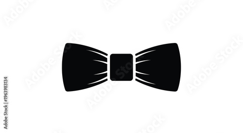 A simple graphic illustration depicts a classic black bow tie isolated on a plain white background high quality professional detailed modern
