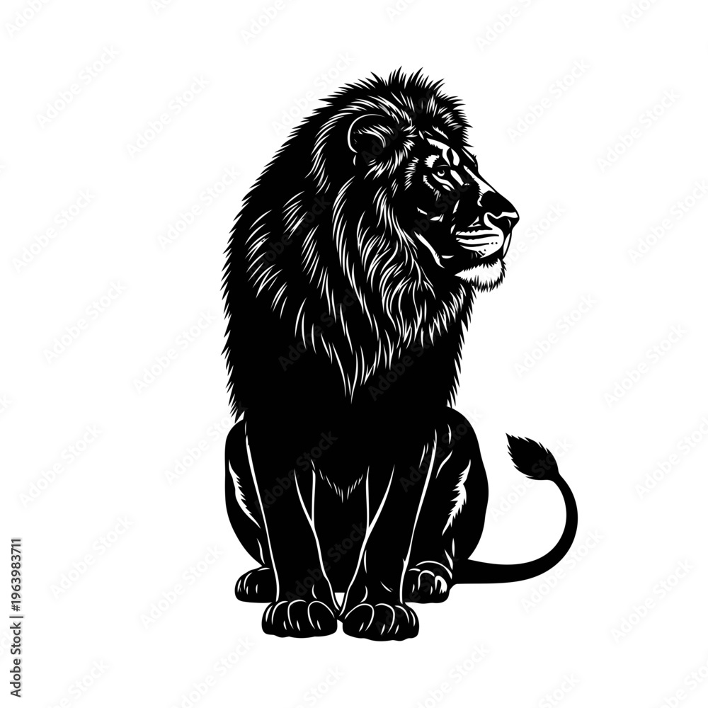 Obraz premium Majestic Lion Silhouette King of Jungle Wildlife Vector