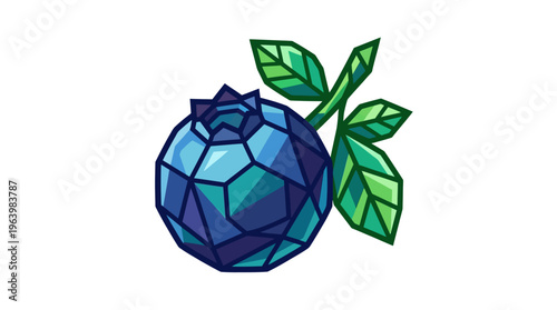 Blue Geometric Crystal Gemstone Object.