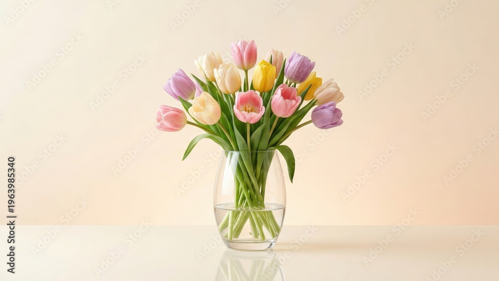 Fototapeta premium Elegant Tulip Arrangement Clean Background