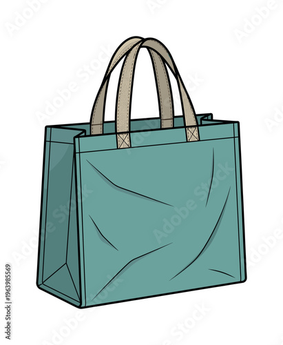 A vector illustration of a reusable tote bag. This eco-friendly fabric shopping bag is perfect for sustainable lifestyle concepts, retail mockups, and graphic design projects.