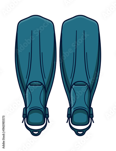 A pair of blue swimming fins for diving and snorkeling. This vector icon represents summer vacation, water sports, and aquatic activities. Simple illustration for travel or gear.