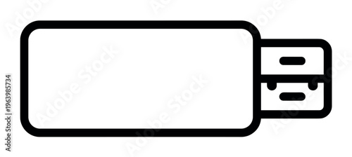 A minimal black outline icon of a USB flash drive. This simple, modern vector graphic is perfect for technology, data storage, and computer-themed designs, websites, or apps.