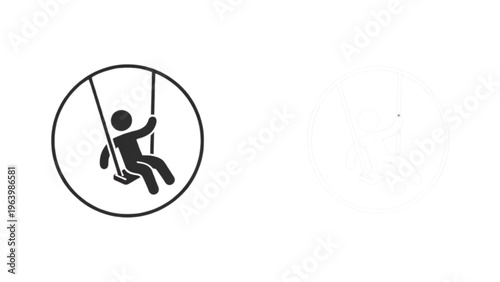 Child swinging on a circular swing set in a park Vector