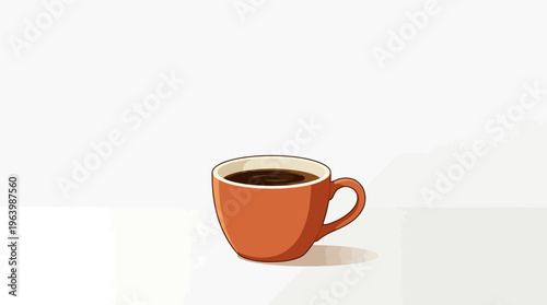 Brown Coffee Cup with Dark Liquid.